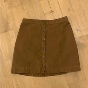 Hollister Brown Suede Button-Up A-Line Skirt